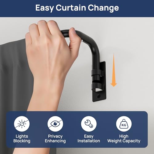 48-84" Wrap Around Blackout Curtain Rod - Adjustable Matte Black