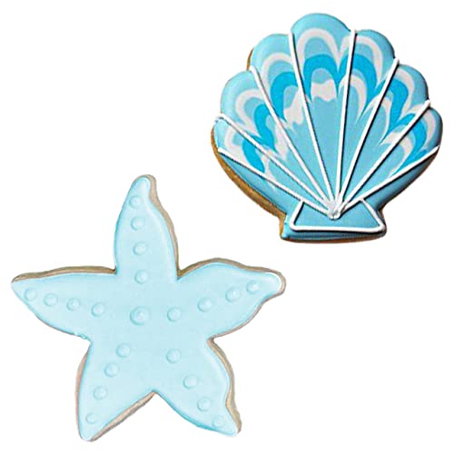 Ann Clark Beach Cookie Cutter 2-Pc Set Starfish & Seashell - Made in USA