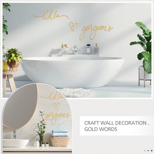 Hello Gorgeous Metal Wall Art - 3-Piece Gold Minimalist Script Decor Set