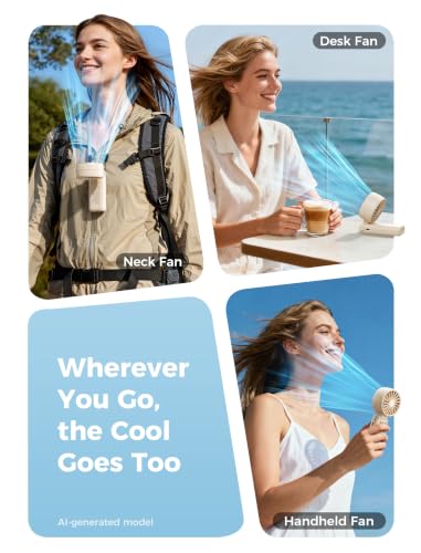 Aecooly Portable Handheld Fan 20H Battery Life 5-Speed USB Rechargeable