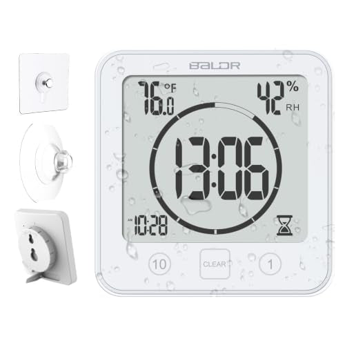 Waterproof Digital Bathroom Shower Clock with Countdown Timer and Thermometer