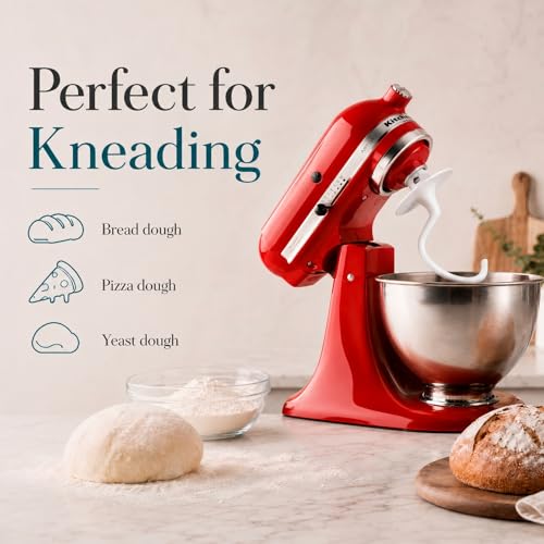 OMOVAN Coated Dough Hook for KitchenAid 4.5-5 Qt Mixers - Aluminum Kneading Tool