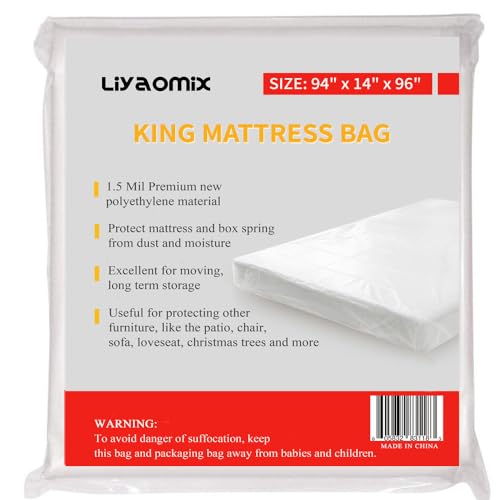 King Mattress Storage Bag - 1.5 Mil Waterproof Plastic Cover