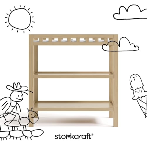 Morningside Baby Changing Table with Storage Shelves and Pad - Driftwood