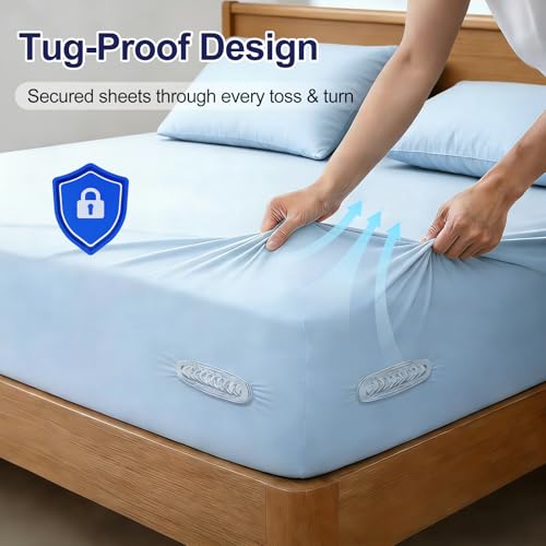 Heavy Duty Bed Sheet Holders with Dual-Side Lock Design - 4Pcs