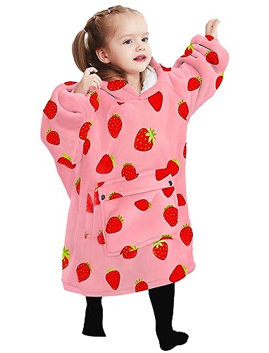 Kids Wearable Blanket Hoodie, Oversized Sherpa Sweatshirt for Toddlers 2-6