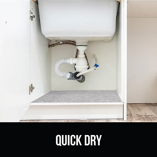 GORILLA GRIP LeakGuard Non-Adhesive Under Sink Mat for Kitchen Cabinet, 24x40, Waterproof Quick Dry Shelf Liner, Durable Absorbent Felt Mats for Bathroom Sinks, Cabinets, Dresser, Easy Trim Light Gray