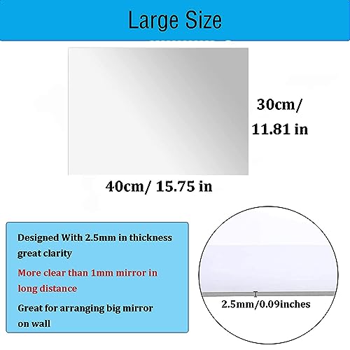 12" x 16" Acrylic Mirror Sheet - Shatterproof Self-Adhesive Wall Mirror