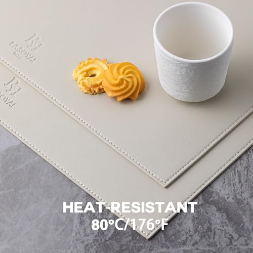 Faux Leather Placemats Set of 6 - Washable Heat-Resistant Table Mats