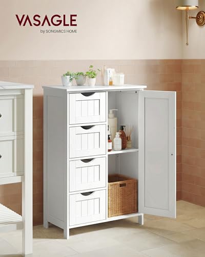 Freestanding Floor Storage Cabinet with 4 Drawers and Adjustable Shelf