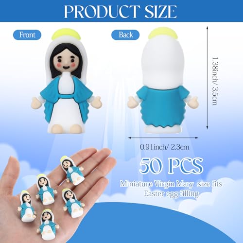 50 Pack Mini Virgin Mary Figurines, Blue PVC Religious Party Favors