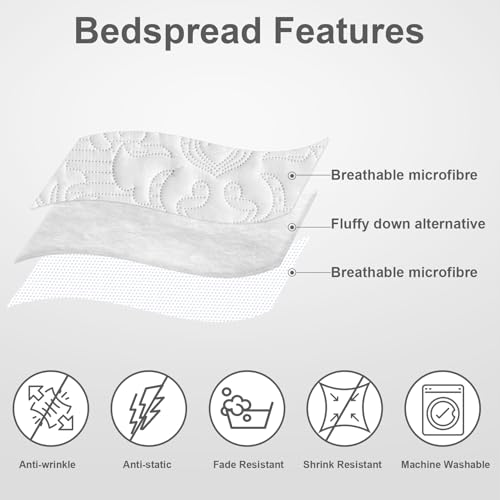 Hansleep White Queen Quilt Set - Soft Lightweight Bedspread Coverlet 3-Piece