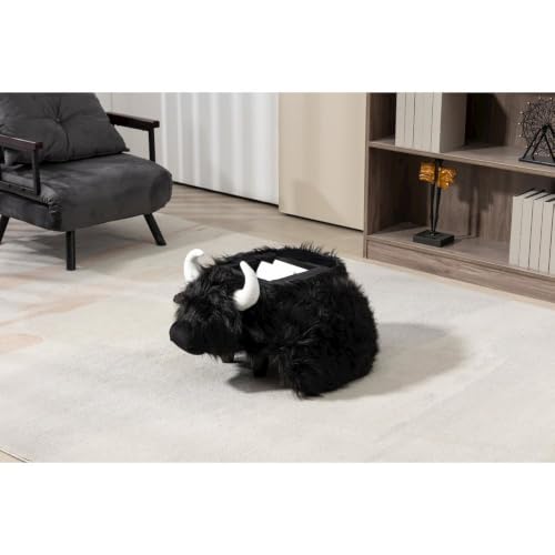 Animal-Shaped Cow Storage Ottoman with Wooden Legs