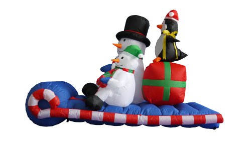 6 FT Lighted Inflatable Snowman with Penguin Holiday Decor