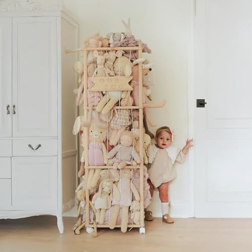 54-Inch Wooden Stuffed Animal Storage Cage, Large Plush Toy Organizer