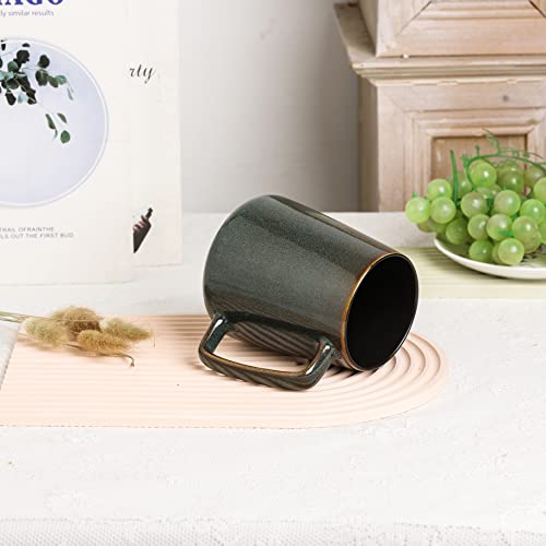 Ceraozmus 24 oz Green Ceramic Coffee Mug with Large Handle - Microwave & Dishwasher Safe