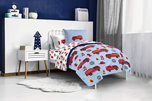 Jay Franco Fire Truck Twin Comforter Set 5 Piece Kids Bedding - Soft Microfiber