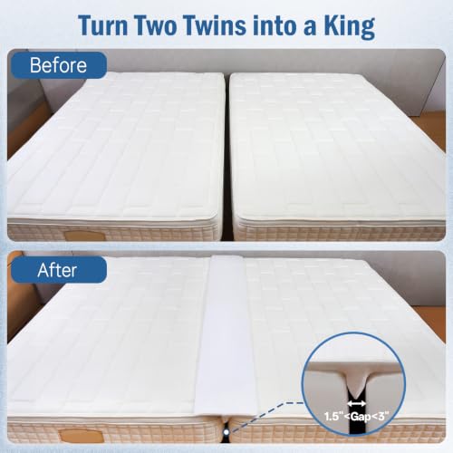 Extra Wide Bed Bridge Twin to King Converter with Washable Cover - 80x12"