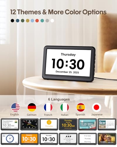 7-Inch Digital Calendar Day Clock with Date & Reminders for Seniors