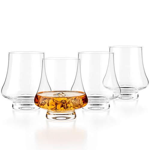 LUXBE Set of 4 Crystal Bourbon Whisky Glasses - 9oz Tasting Snifter Handcrafted