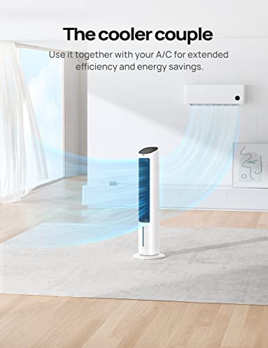 Evaporative Swamp Cooler and Tower Fan with 4 Speeds and Remote Control