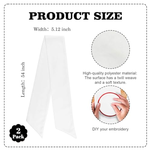 2 Pack White Wreath Sash for Front Door Blank Linen-Look Monogram