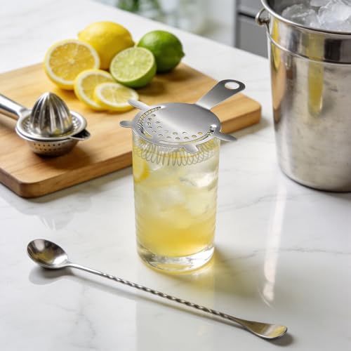 Kirecoo 2PCS Stainless Steel Cocktail Strainers - Professional Bar Tool Set
