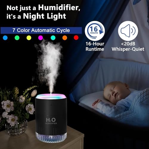 Small Plant Humidifier 500ml Indoor with Colorful Lights