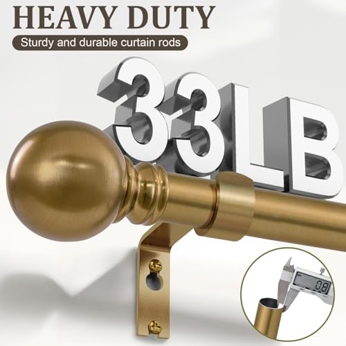 Heavy Duty Gold Curtain Rod with Vintage Finials - 1" Adjustable (72-144")