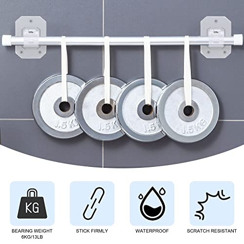 8-Pack No Drill Curtain Rod Brackets - Self-Adhesive Adjustable Holders