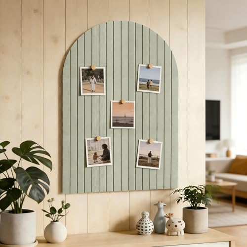 Large Arched Felt Bulletin Board Tiles - 36x24 Inch Sage Green Wall Decor
