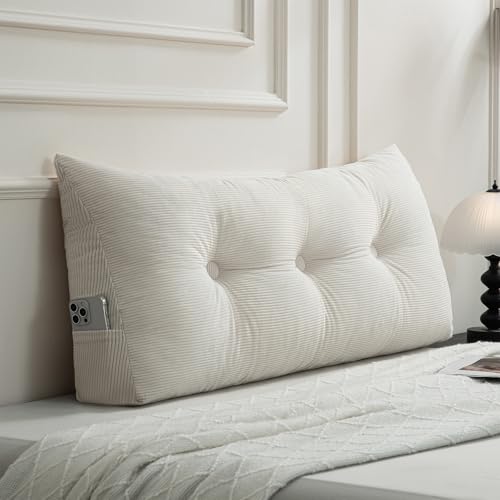 Beige Triangle Wedge Pillow for Twin Beds - Backrest Cushion
