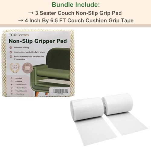 Couch Cushion Grip Tape and Non-Slip Pad Bundle - 3 Seater