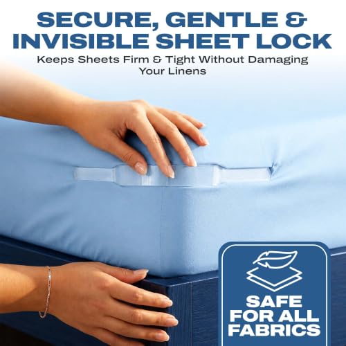 Heavy Duty Bed Sheet Holders for Corners - 4 Pack Snap Locks