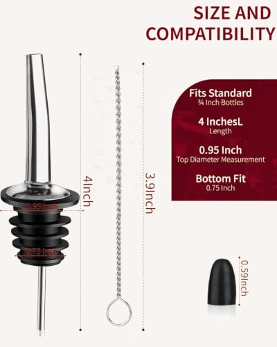 Spegsgio 60 Pack Deep Black Stainless Steel Liquor Pour Spouts - Drip-Free Bottle Tips with Dust Caps