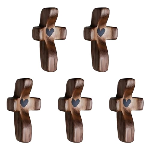 Wooden Pocket Prayer Cross - Handheld Comfort Fidget - 5 Pack
