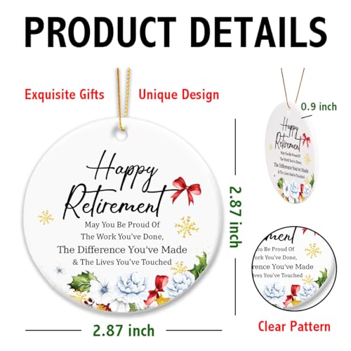 May You Be Proud of the Work Retirement Gift Ornament - Inspirational Christmas Ceramic Hanging Ornament with Golden Ribbon (Ruvoty)