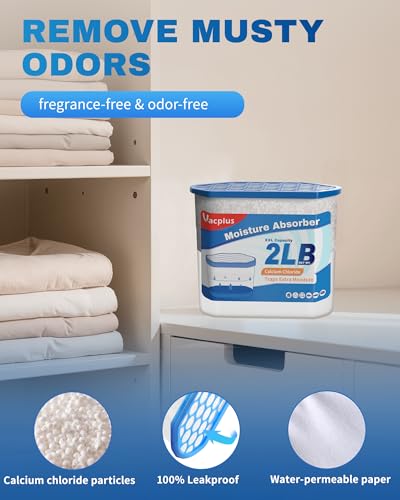 Moisture Absorber Bucket 2200ml Fragrance-Free 4 Pack for Closets and Basements