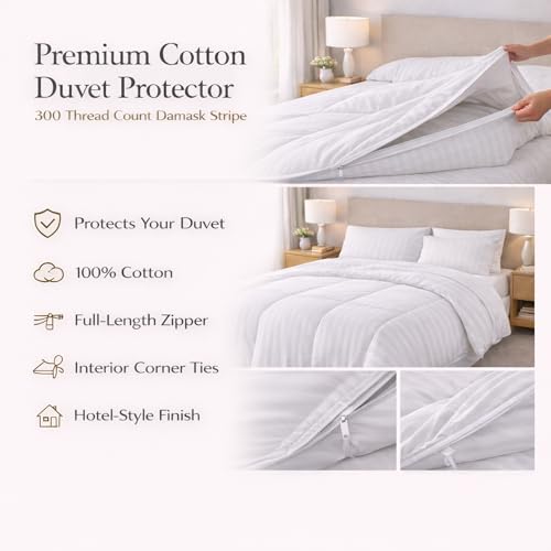 Premium Cotton Duvet Protector – 300 Thread Count with Zipper Closure