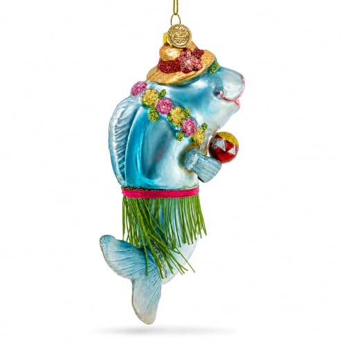 Hawaiian Shark with Maracas Glass Christmas Ornament by BestPysanky