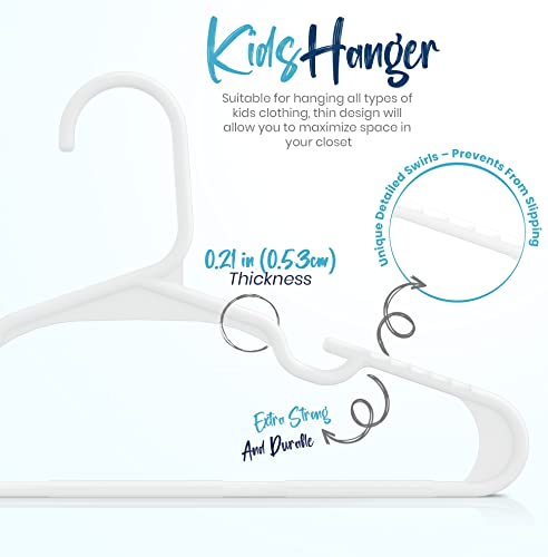 Kids Plastic Hangers 60 Pack 11.5 Inch White Baby Closet Organizers