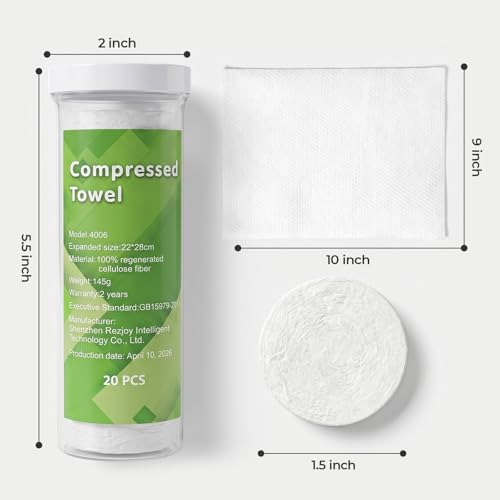 60 Pcs Compressed Face Towel Refills - 100% Viscose Disposable Facial Wipes