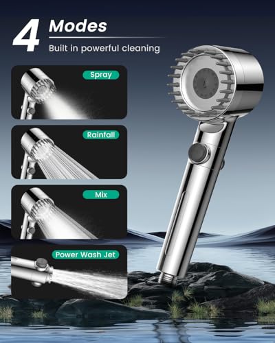 Filtered Handheld Shower Head with 4 Filters and 70-Inch Hose