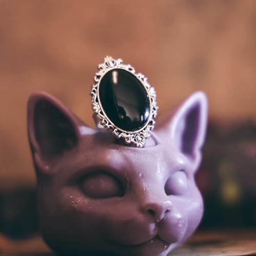 Obsidian Scrying Ring Antique Gothic Divination Tool for Meditation