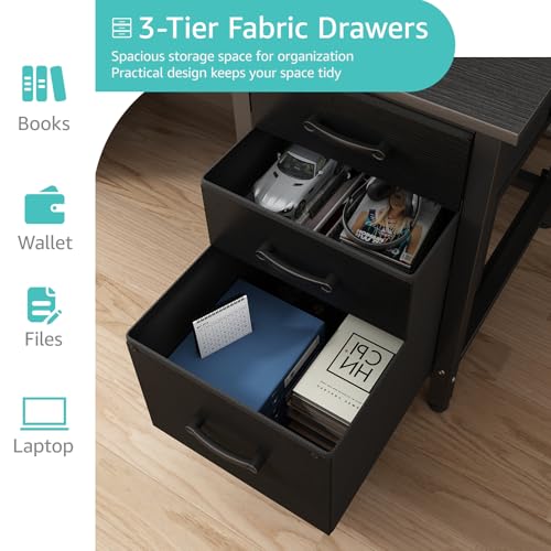 47-Inch Reversible Computer Desk with File Cabinet & Storage Drawers