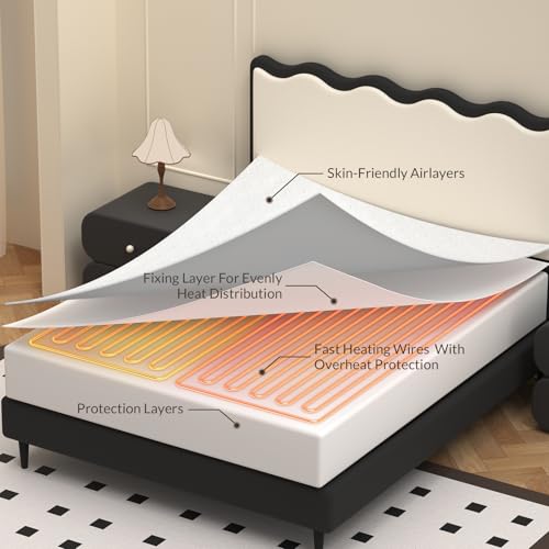 Queen Heated Mattress Pad with Dual Control & 10 Heat Levels