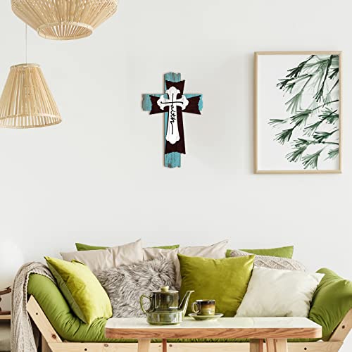 Rustic Wooden Wall Cross - 3-Layer Decorative Religious Wall Art, 12-Inch