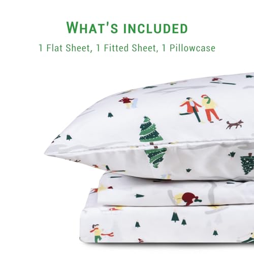 Gogreen Snow Tree Twin Deep Pocket Bed Sheet Set - 3PC Breathable Soft Bedding