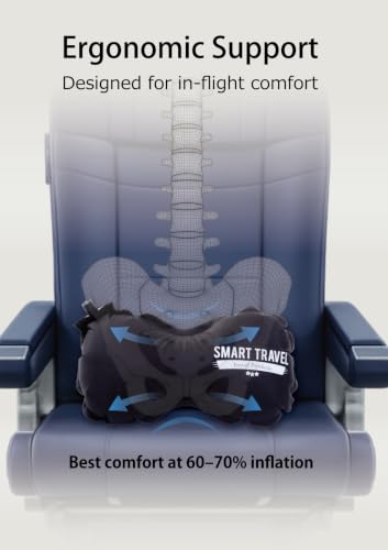 Inflatable Lumbar Support Travel Pillow for Airplane & Office