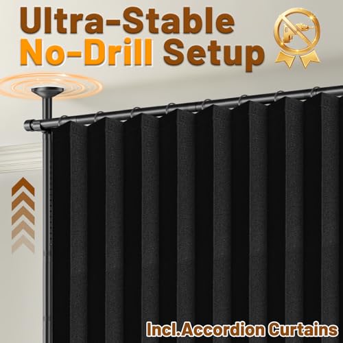 Blackout Room Divider Curtain with No-Drill Tension Rod, 100x84 Inch